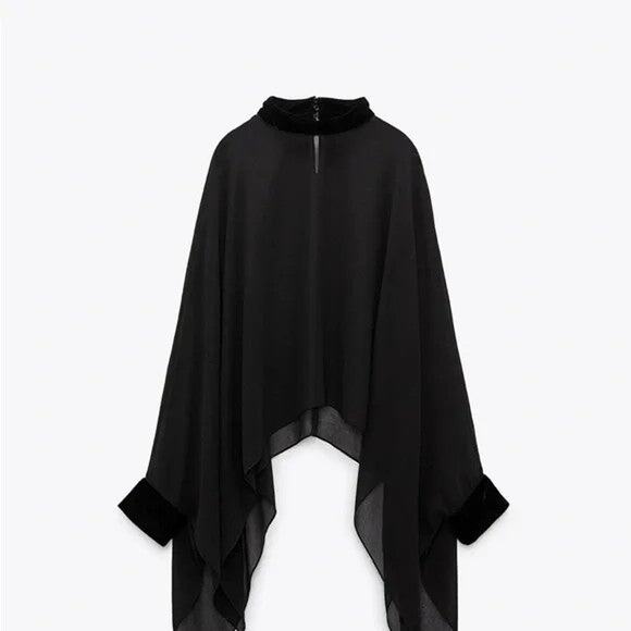 Zara Velvet Cape Blouse - XS-S - Picture 1 of 8